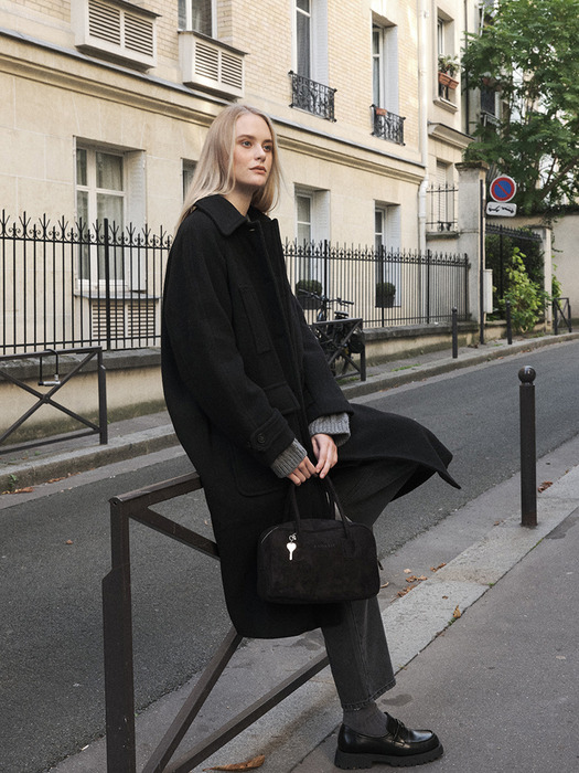 TWO-WAY SUEDE TOTE BAG_BLACK