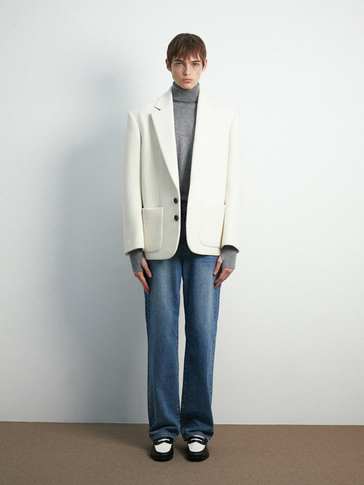 UNISEX, Classic Oversized Heavy Wool Jacket / Ivory