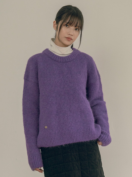 KN4243 Hairy wool round knit_Purple
