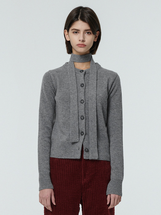 Merino wool tie cardigan - Gray