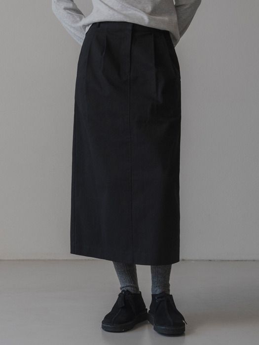 Cotton H-line skirt (black)