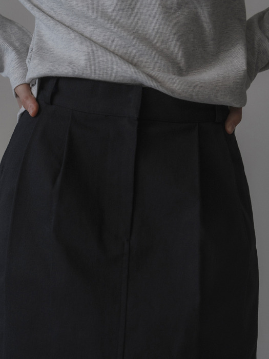 Cotton H-line skirt (black)