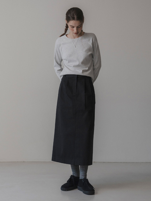 Cotton H-line skirt (black)