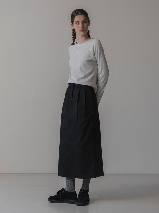 Cotton H-line skirt (black)