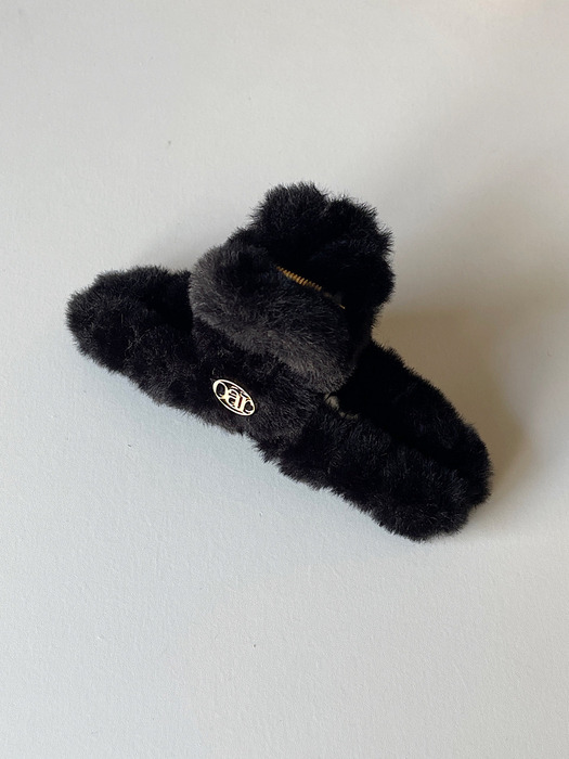 Vintage mood Fur Hair Barrette [Black]