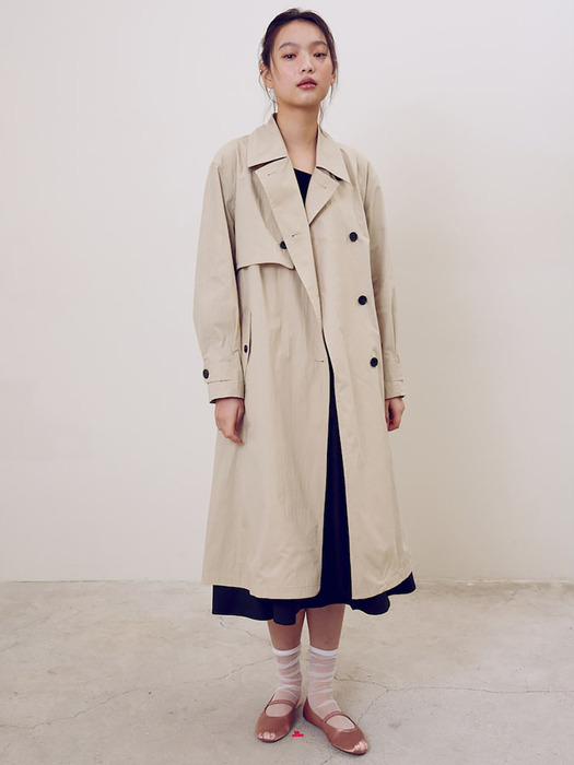 Volume Silhouette Belted Trench Coat  Beige (KE4230M02A)