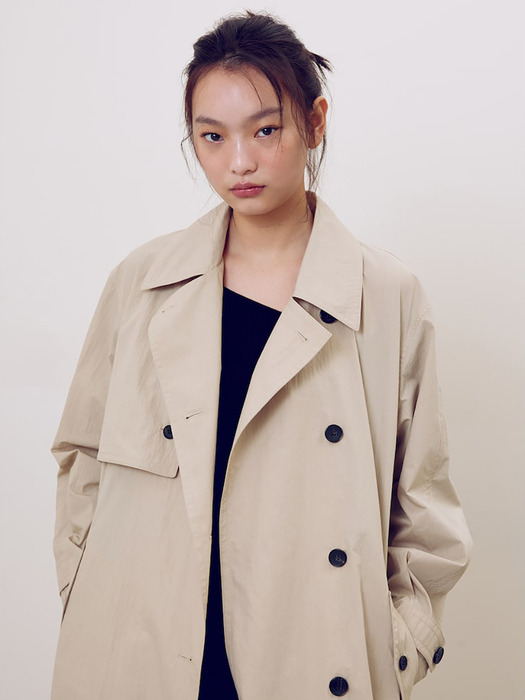 Volume Silhouette Belted Trench Coat  Beige (KE4230M02A)