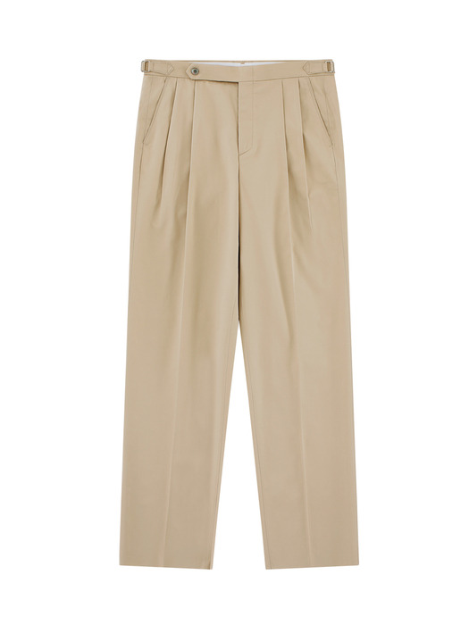Supima cotton adjust 2Pleats relaxed Chino (Beige)