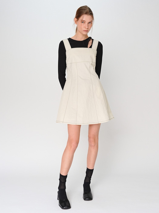 SLEEVELESS STITCH MINI DRESS / IVORY