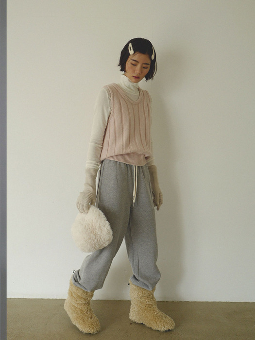 moui Alpaca ribbed knit vest (PINK)