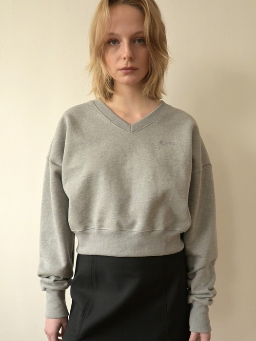 Katrina V-neck Sweatshirt [Gray]