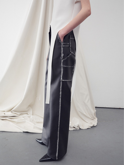 FAUX LEATHER WASHED STRAIGHT PANTS