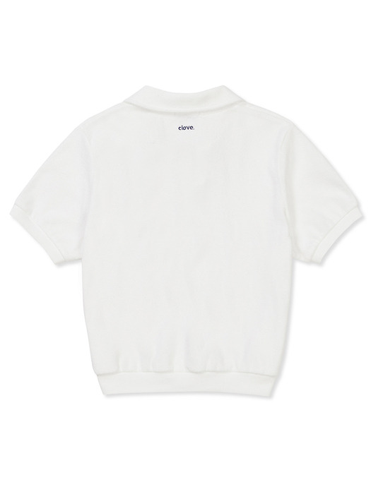 [24SS clove] Soft Terry Open Collar T-Shirt (White)