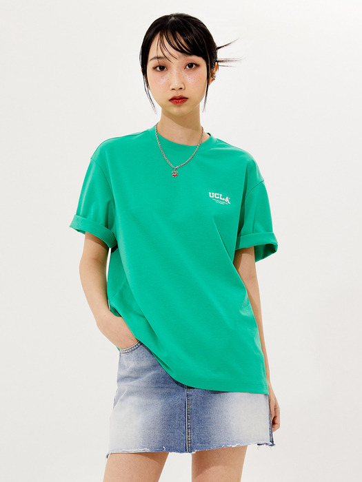 남녀공용 리사이클 스몰 로고 라운드 티셔츠[GREEN](UA4ST93_66)