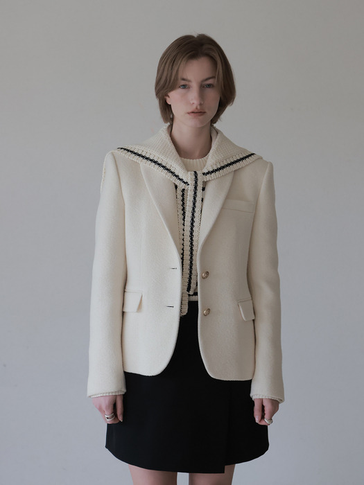 Classic Single 2 Button Jacket (Ivory)