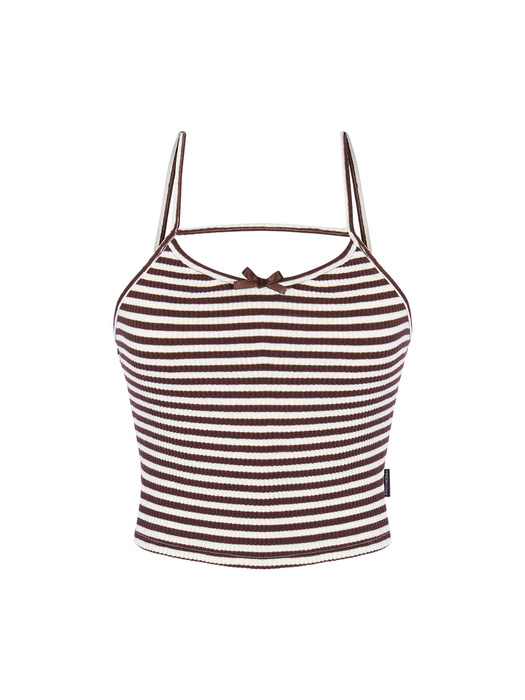 STRIPE RIBBON SLEEVELESS_Brown