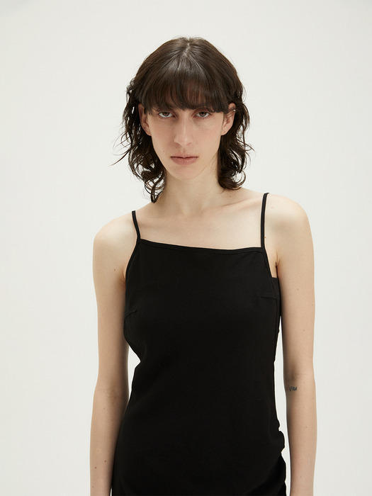 Unbalance Shirring Maxi Dress_BLACK