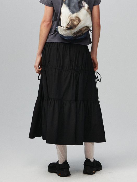 Shirring Full Skirt Black