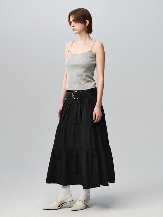 Shirring Full Skirt Black