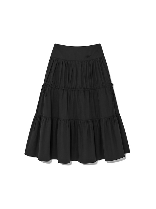 Shirring Full Skirt Black