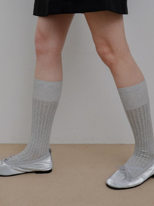 plain knee socks - gray