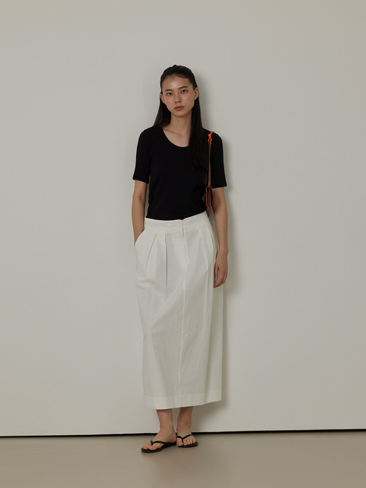 Fresh Cotton Volume Two-Tuck Long Skirt