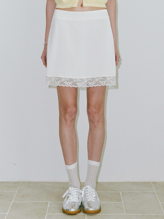 Lace A-line mini Skirt IVORY