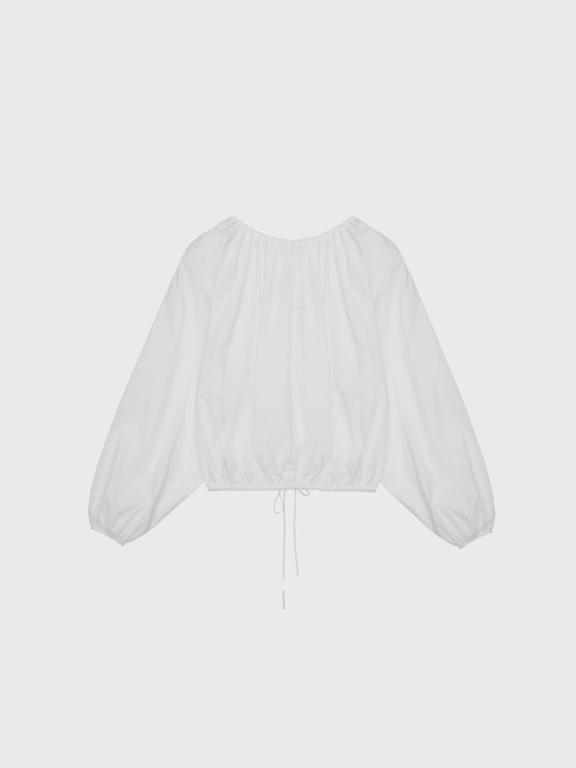 Cotton balloon blouse (white / black)