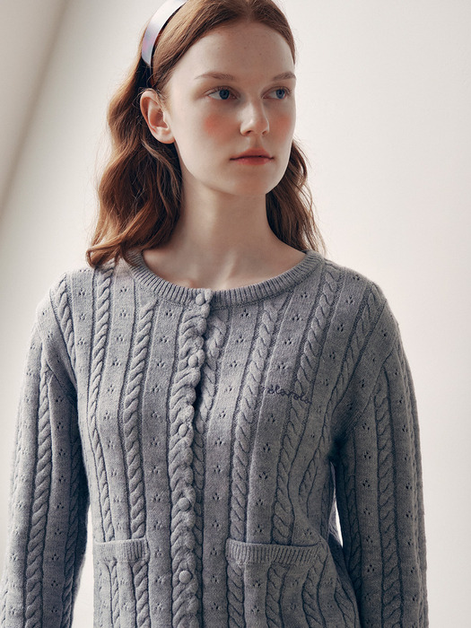 SKASHI CABLE KNIT CARDIGAN GRAY