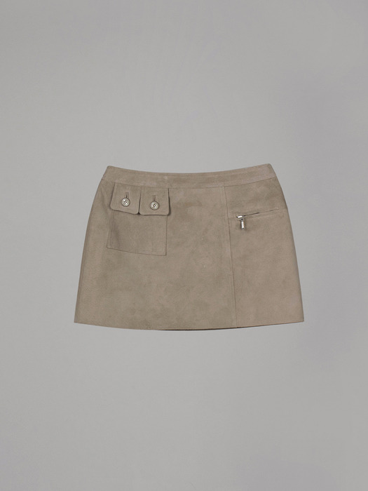 SUEDE MINI SKIRT_ASH GRAY