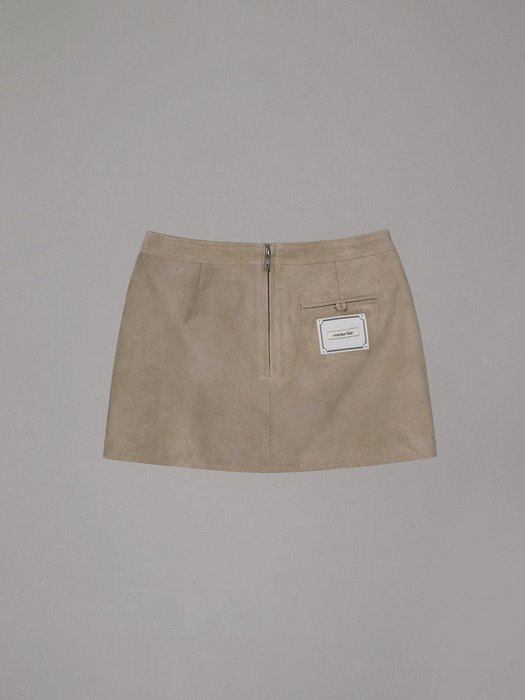 SUEDE MINI SKIRT_ASH GRAY