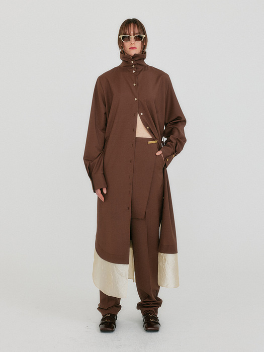 ZEDIA Scarf Layered Pants - Brown