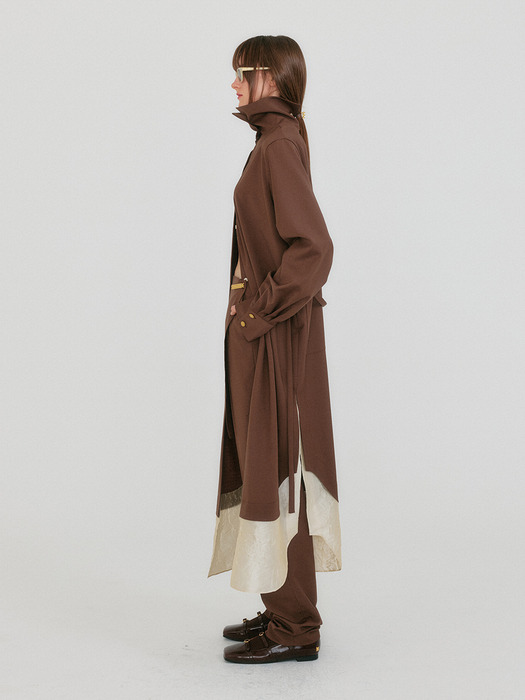 ZEDIA Scarf Layered Pants - Brown