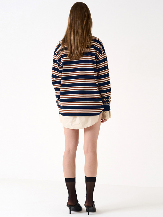 OVERSIZE STRIPE T-SHIRT_ NAVY