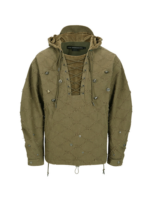 LACE-UP ANORAK HOODIE atb1141m(KHAKI)