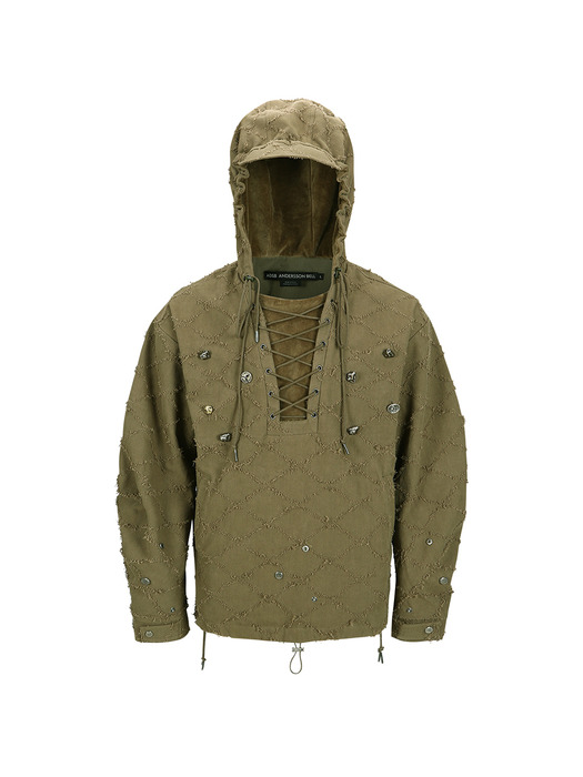 LACE-UP ANORAK HOODIE atb1141m(KHAKI)