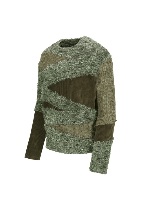 GHILLIE COLOR BLOCK SWEATER atb1170m(KHAKI)