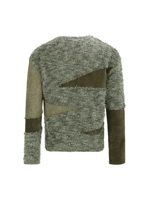 GHILLIE COLOR BLOCK SWEATER atb1170m(KHAKI)