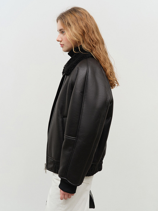 UNISEX VEGAN SHEARLING BLOUSON BLACK_UDJU4D127BK