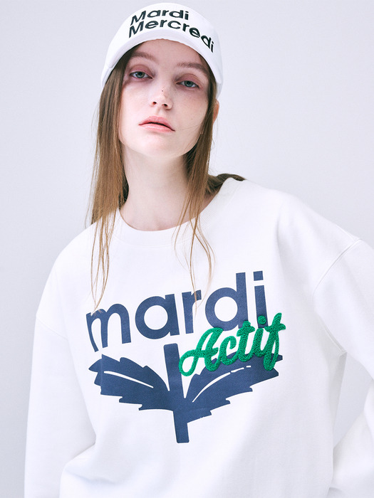 BRUSHED SWEATSHIRT ACTIF BLOOMMARDI_IVORY NAVY