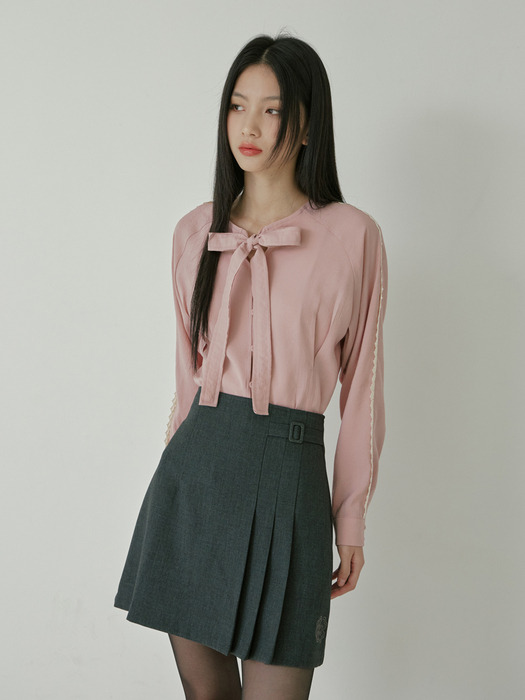 SIDE PLEATS POINT SKIRT_CHARCOAL