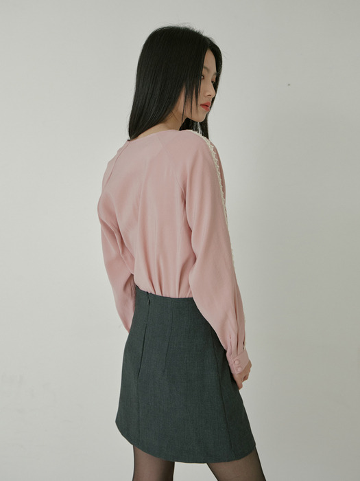 SIDE PLEATS POINT SKIRT_CHARCOAL