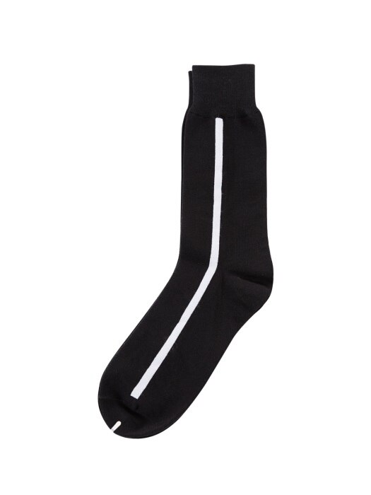 UNISEX Side Line Socks aaa078u(Black / White)