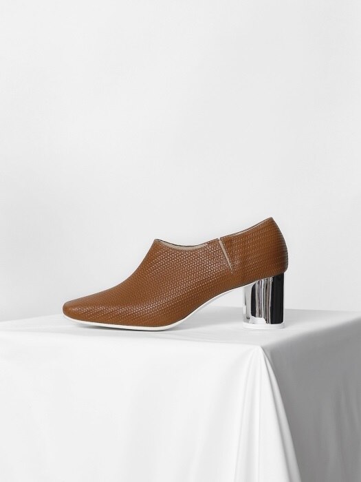 MESH LEATHER PUMPS - BROWN
