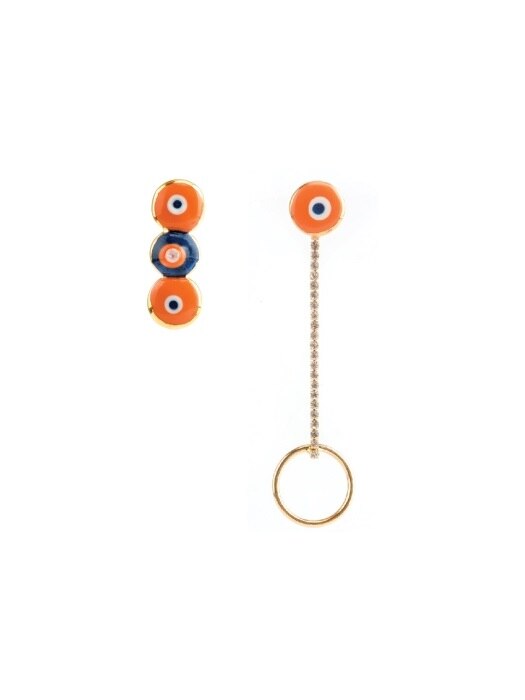 3round bold unbalance earring 1 (orange)
