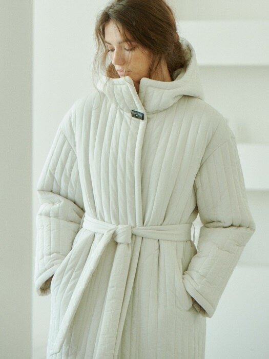 hooded padding long coat