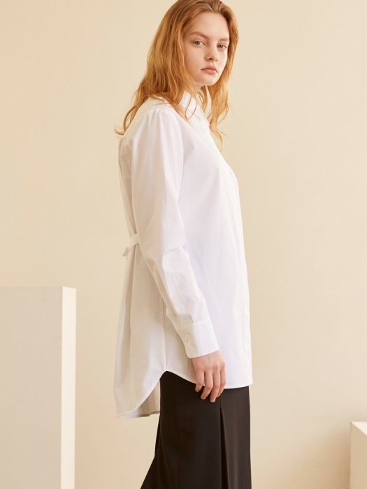 19SS BACK BELTED LONG SHIRT WHITE