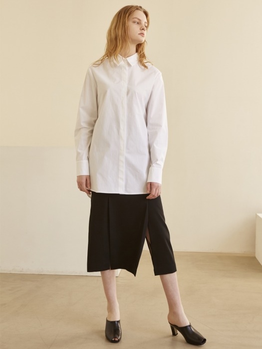 19SS BACK BELTED LONG SHIRT WHITE