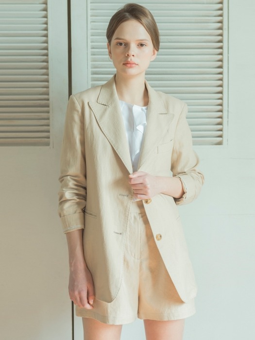 Herringbone Linen Set-up Jacket