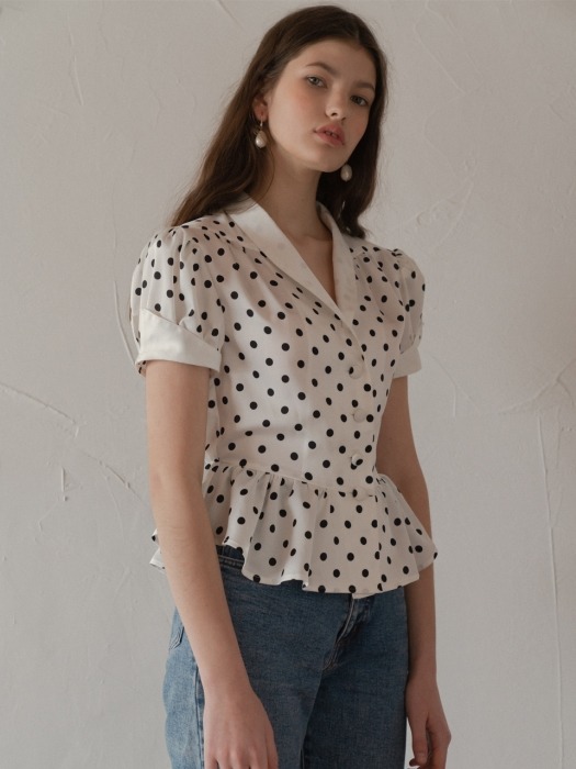 MONACO POLKA DOT BLOUSE WHITE